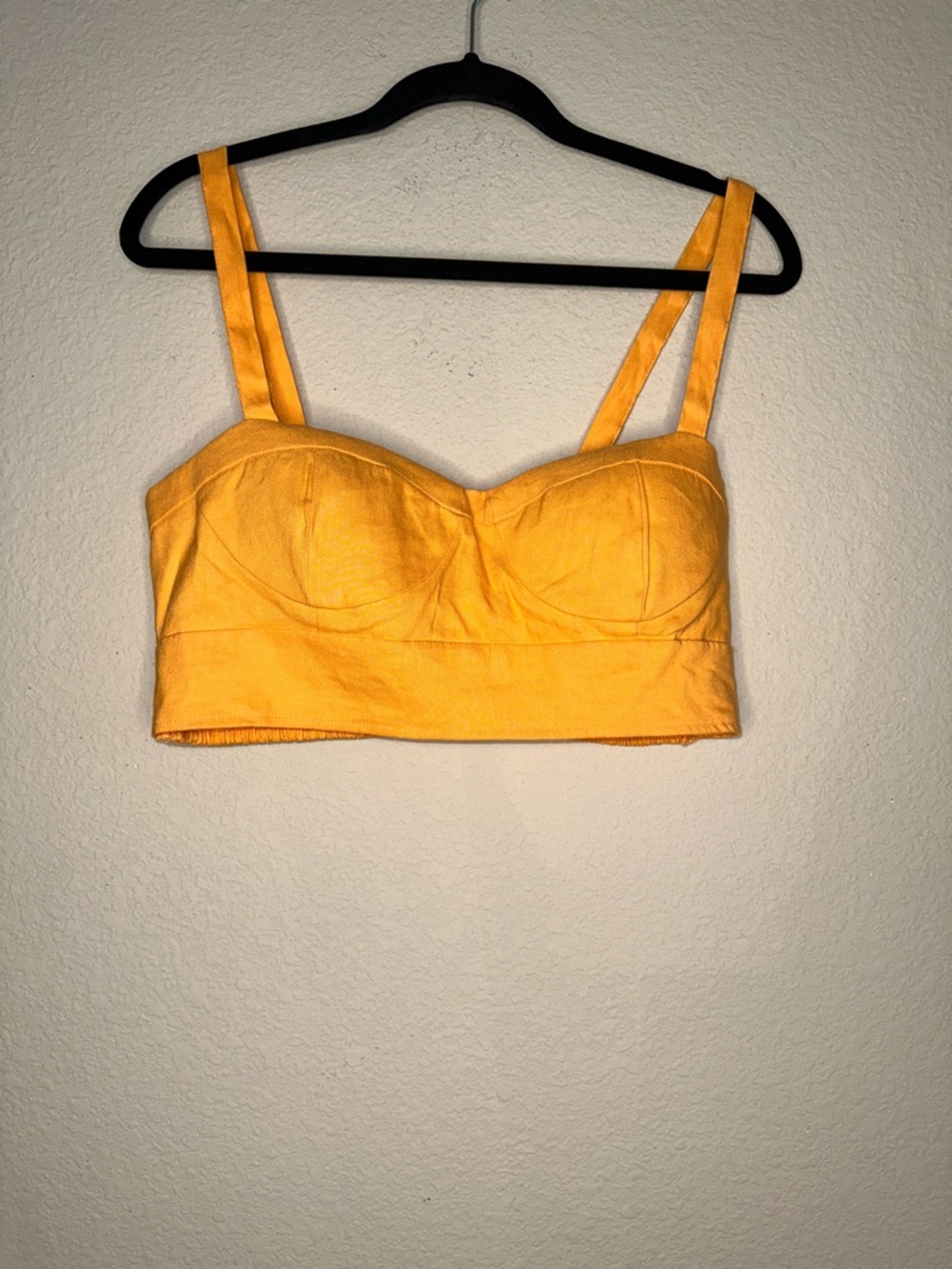 Forever 21 Bright Yellow Cropped Bustier Tank